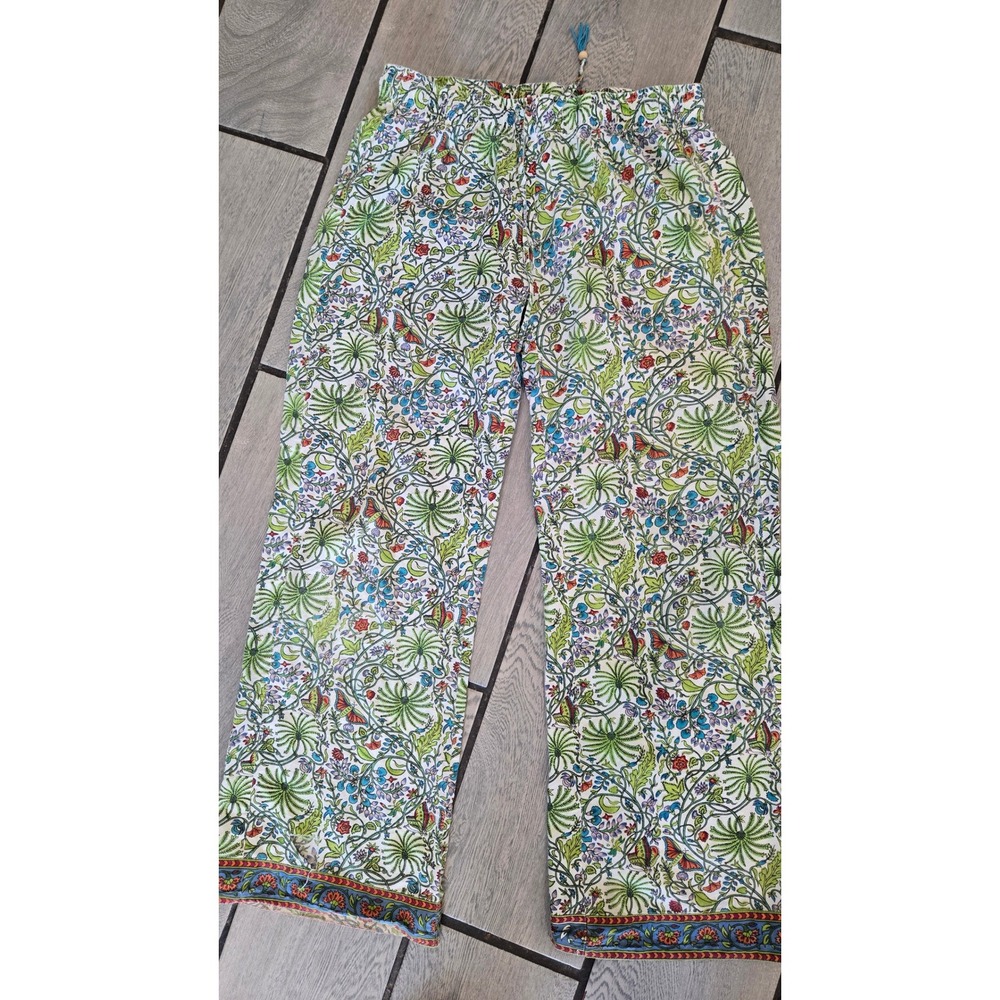 World Market Botanical Butterfly Print Wide Leg Pajama Lounge Pants S/M Multi